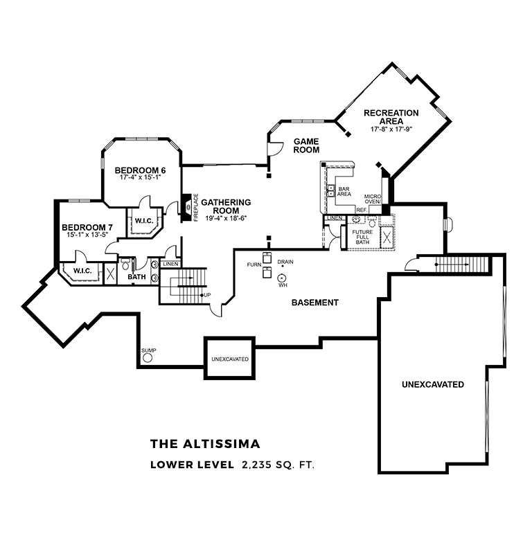 The Altissima at White Oak Conservancy lower level floor plan