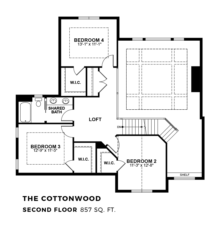 The Cottonwood second floor plan