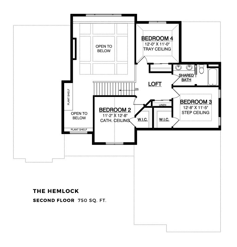 The Hemlock second floor base plan