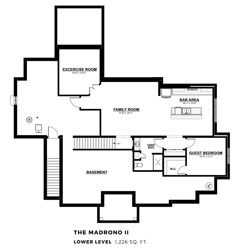 The Madrono II lower level floor plan