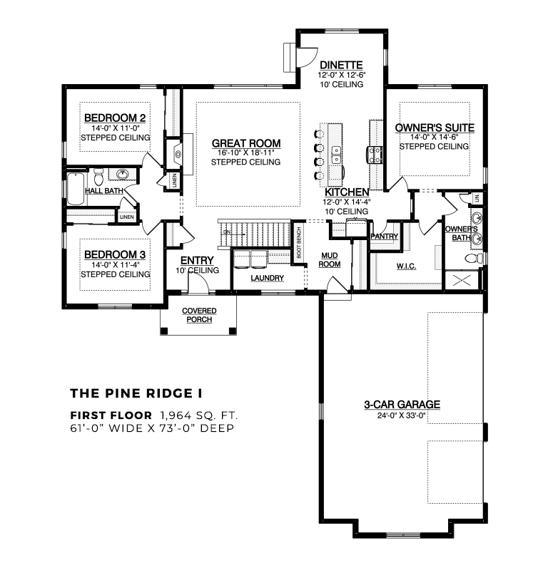 Pine Ridge I - First Floor - Base Floor Plan 2023