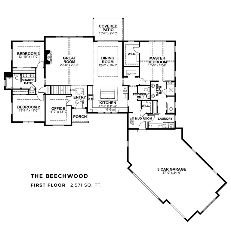 The Beechwood at Twin Pine Farm Subdivision, First Floor Plan