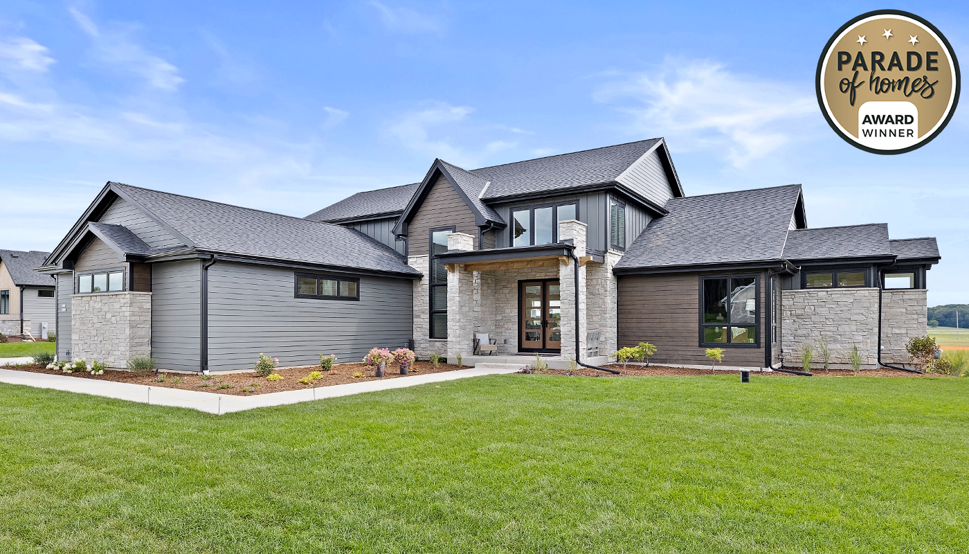 The Sequoia exterior with Parade of Homes Winner Award